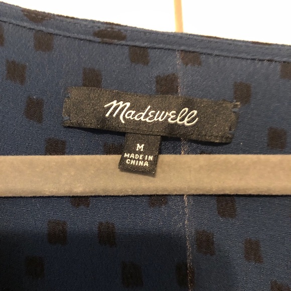 Madewell Black + Blue Brushstroke Diamond Wrap Front Dress - Picture 6 of 6